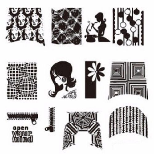 Plaque de Stamping Forme Géométrique, Femme, Fermeture...
