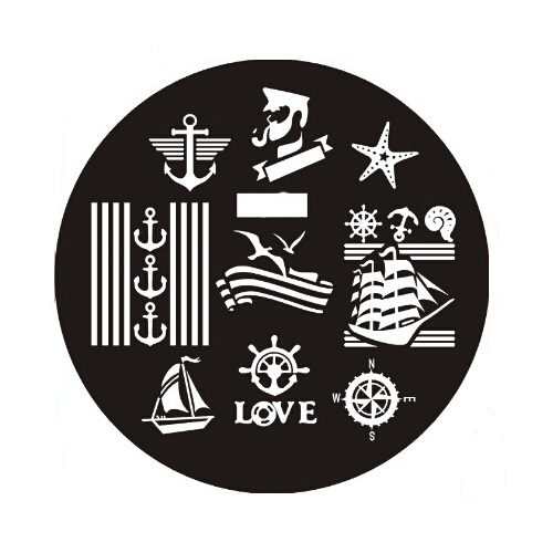 Plaque de Stamping Motifs Marins, Mer, Ancre Marine,...