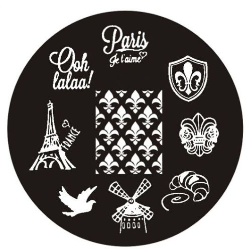 Plaque de Stamping Paris, Fleur de Lys, Moulin Rouge et...