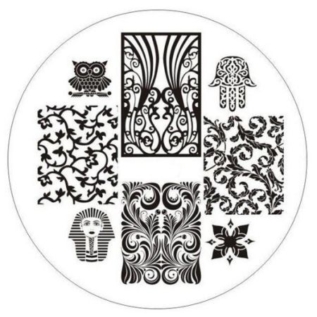 Plaque de Stamping Main de Fatma, Végétation, Arabesque, Pharaon et Hibou