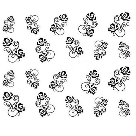 Water Decals Arabesques et Roses Stylisées - Noir