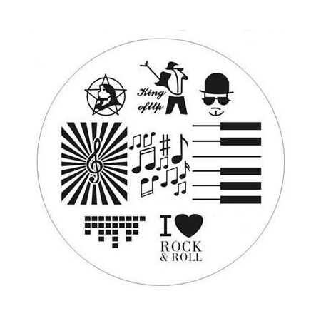 Plaque de Stamping Notes de Musique, Piano, I love Rock & Roll et Clé de Sol