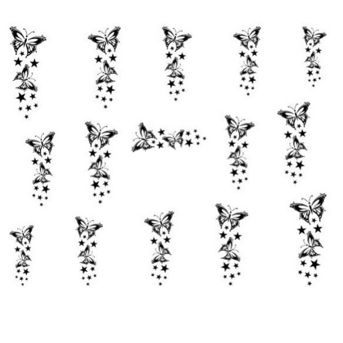 Water Decals Papillons et Etoiles - Noir
