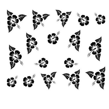 Water Decals Fleurs D'hibiscus - Noir