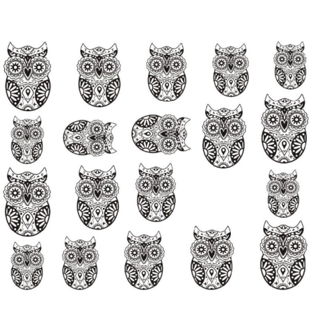 Water Decals Hiboux Stylisés - Noir