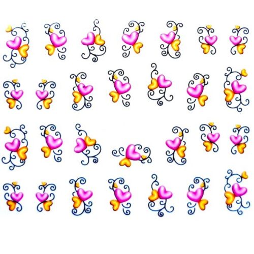 Water Decals Cœur et Arabesque - Rose et Jaune