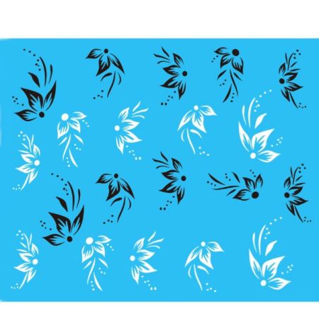 Water Decals Fleurs Stylisées - Noir et Blanc