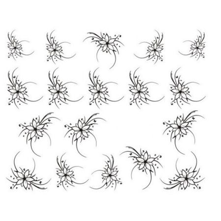 Water Decals Fleurs Stylisées - Noir