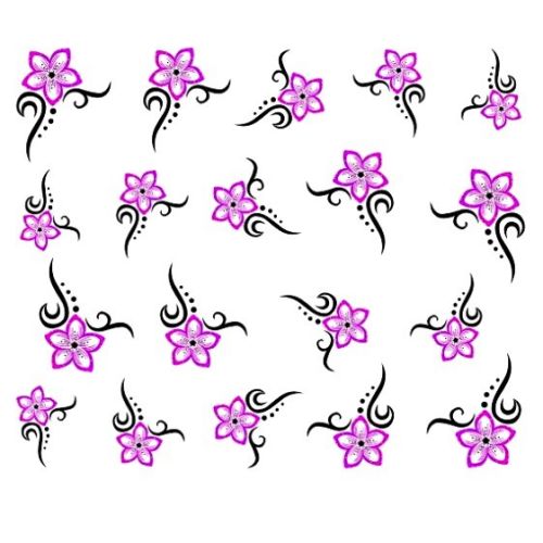 Water Decals Arabesques et Fleurs Stylisées - Rose et Noir