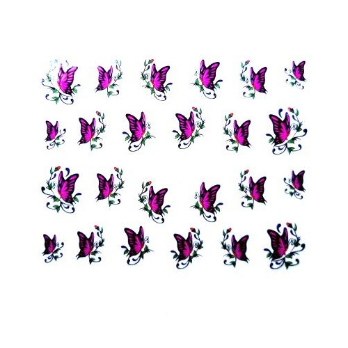 Water Decals Papillons et Feuillage - Violet