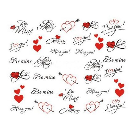Water Decals I Love You Be Mine - Rouge et Noir