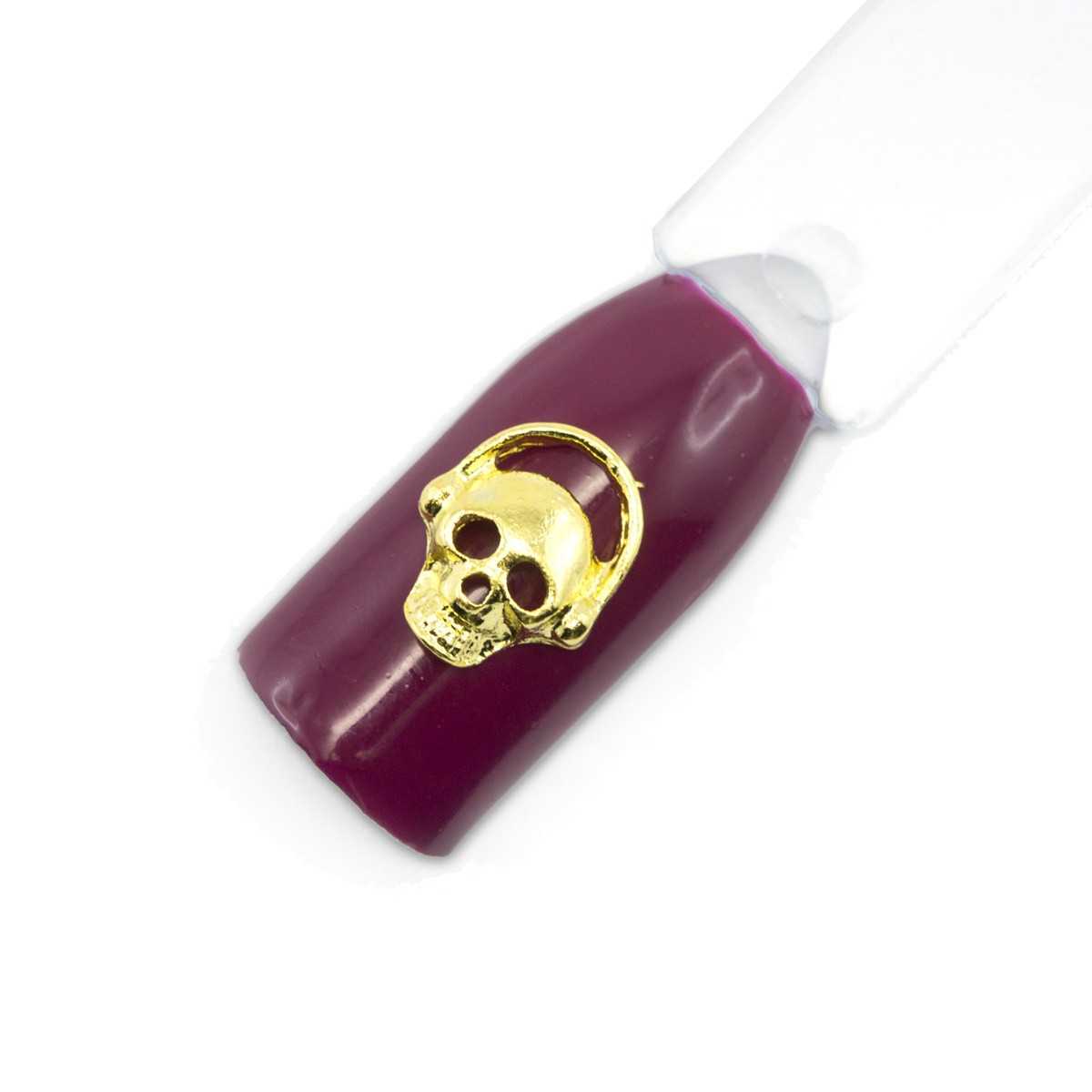Bijoux pour Ongles - Tête de Mort avec Casque Doré