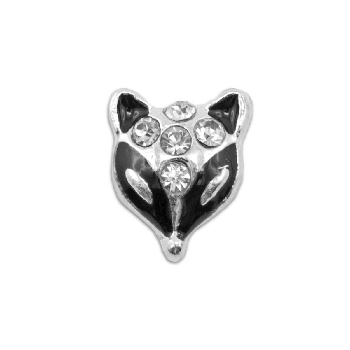 Bijoux pour Ongles - Renard Argent Noir et Strass