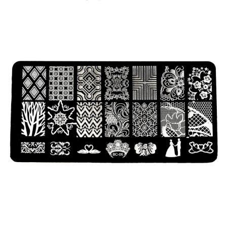 Plaque de Stamping Mariage, Dentelle et Fleur BC06