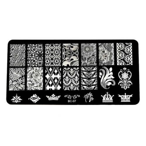 Plaque de Stamping Baroque, Fleur, Dentelle et Palmier BC07