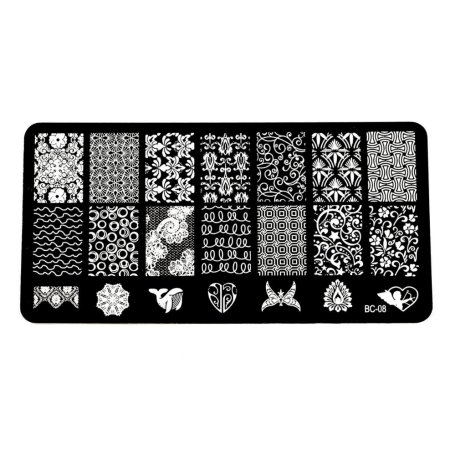 Plaque de Stamping Motifs Intégraux Formes Géométriques et Arabesques BC08