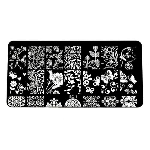 Plaque de Stamping Motifs Intégraux Fleur, Feuillage et...