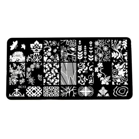 Plaque de Stamping Fleur, Feuillage et Oiseau BC13