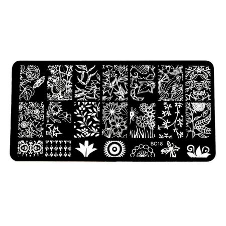 Plaque de Stamping Fleur, Grenouille et Fraise BC18