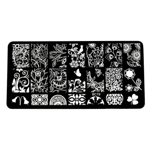 Plaque de Stamping Exotique, Fleur et Oiseau BC19