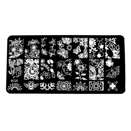 Plaque de Stamping Papillon, Végétation et Rosace BC20