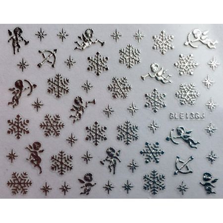 Stickers Anges, Cupidons et Flocons - Argent