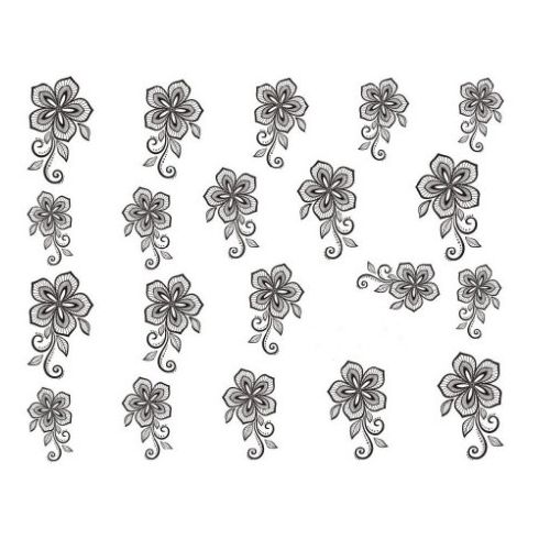 Water Decals Fleurs Stylisées - Noir