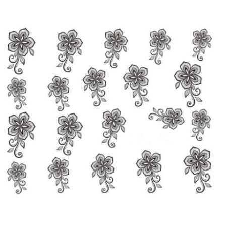 Water Decals Fleurs Stylisées - Noir