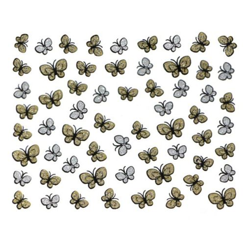 Stickers à Paillettes Papillons -  Or et Argent