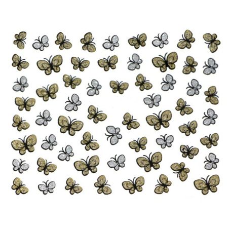 Stickers à Paillettes Papillons -  Or et Argent