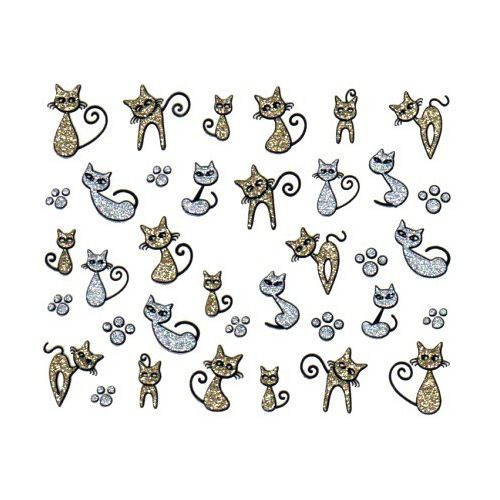 Stickers à Paillettes Chat - Argent et Or
