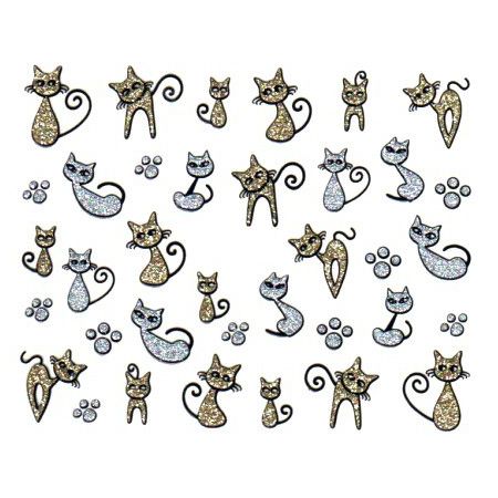 Stickers à Paillettes Chat - Argent et Or