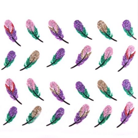 Stickers à Paillettes Plumes Colorées