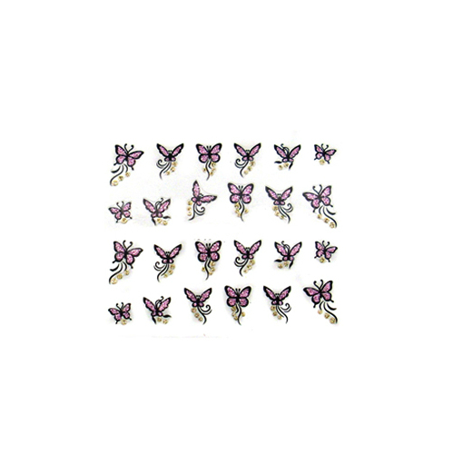 Stickers à Paillettes Papillons -  Rose et Or