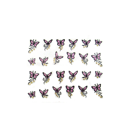 Stickers à Paillettes Papillons -  Rose et Or