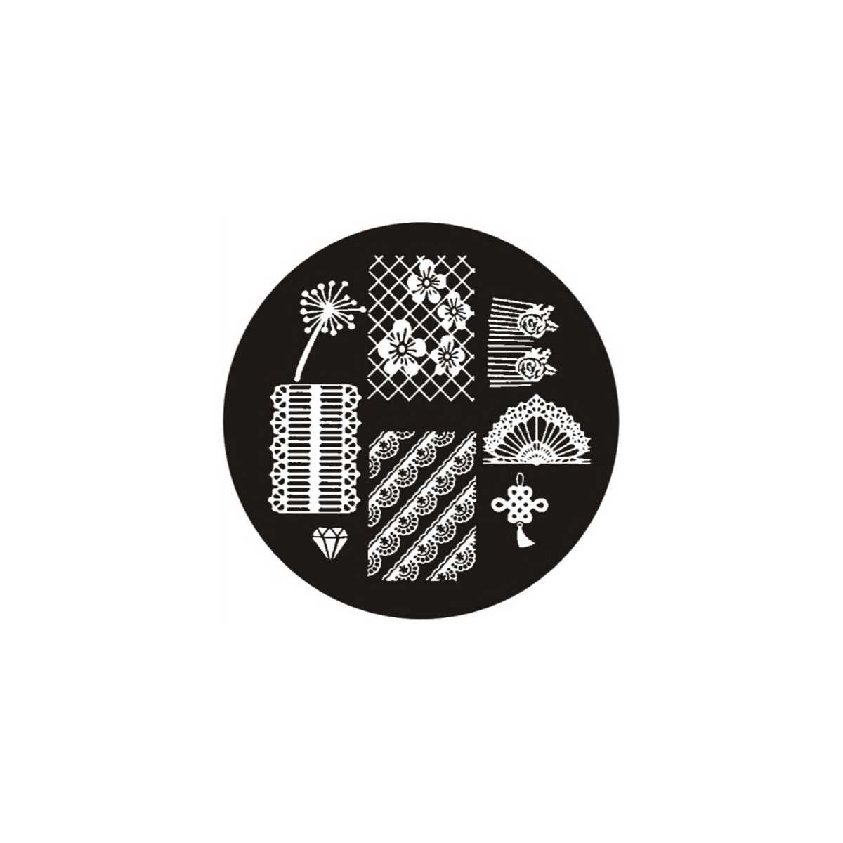 Plaque de Stamping Dentelle, Fleur, Éventail et Diamant https://www.kit-manucure.com/1798-thickbox_default/plaque-de-stamping-dentelle-nid-d-abeilles-fleur-éventail-diamant.jpg