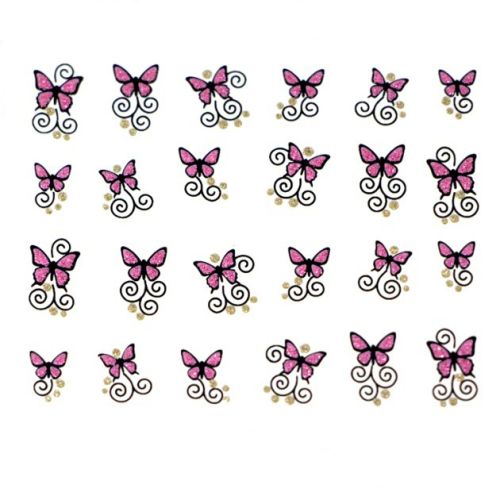 Stickers Papillons et Arabesques - Rose et Or