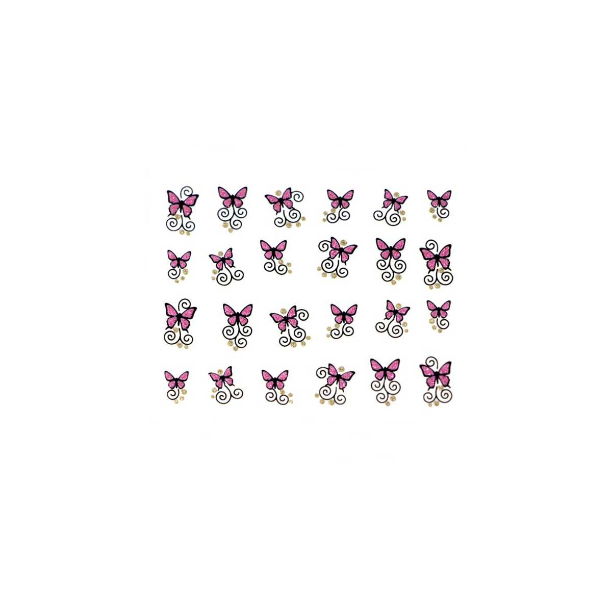 Stickers Papillons et Arabesques - Rose et Or