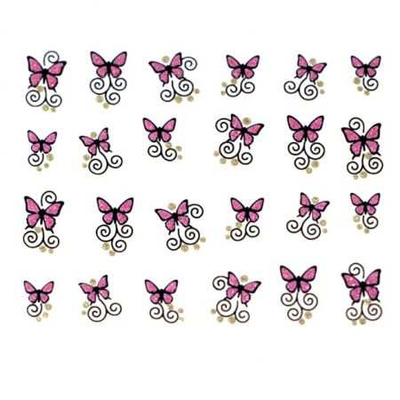 Stickers Papillons et Arabesques - Rose et Or