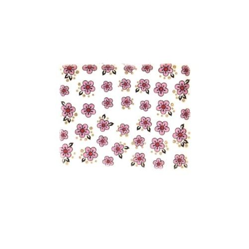 Stickers Ongles à Paillettes Fleurs - Rose