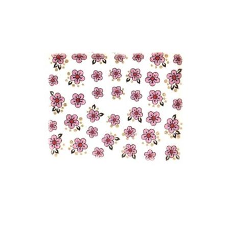 Stickers Ongles à Paillettes Fleurs - Rose