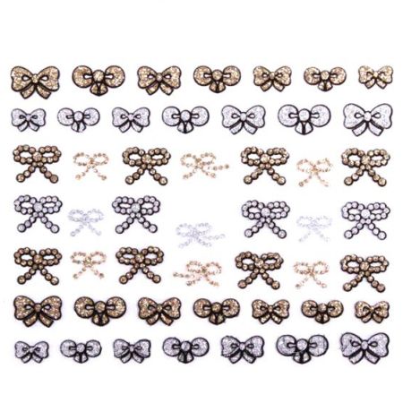 Stickers Ongles à Paillettes Nœuds - Or et Argent