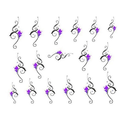 Water Decals Arabesques et Fleurs - Violet et Noir