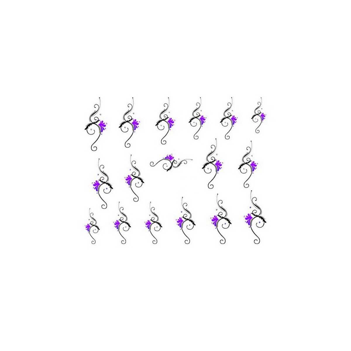 Water Decals Arabesques et Fleurs - Violet et Noir