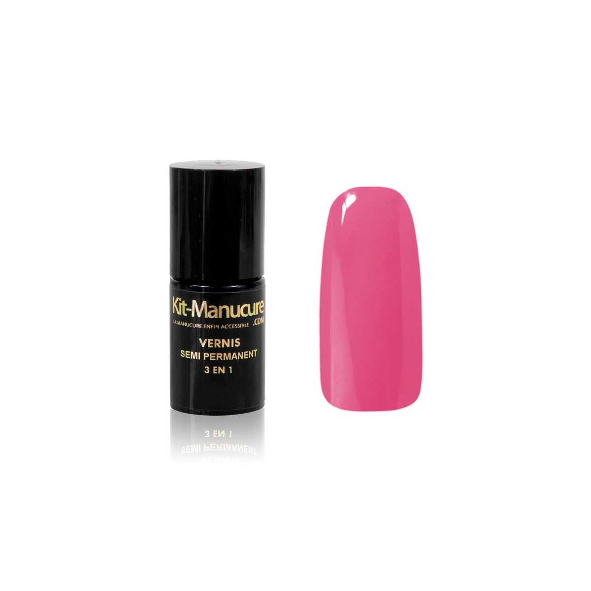 Vernis Semi-Permanent 3 en 1 Rose Framboise