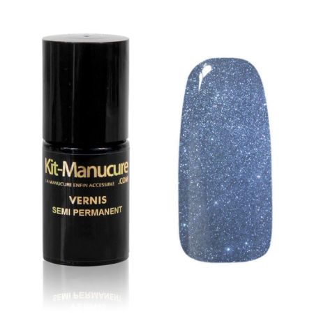 Vernis Semi-Permanent Transparent à Paillettes Bleues Nuit