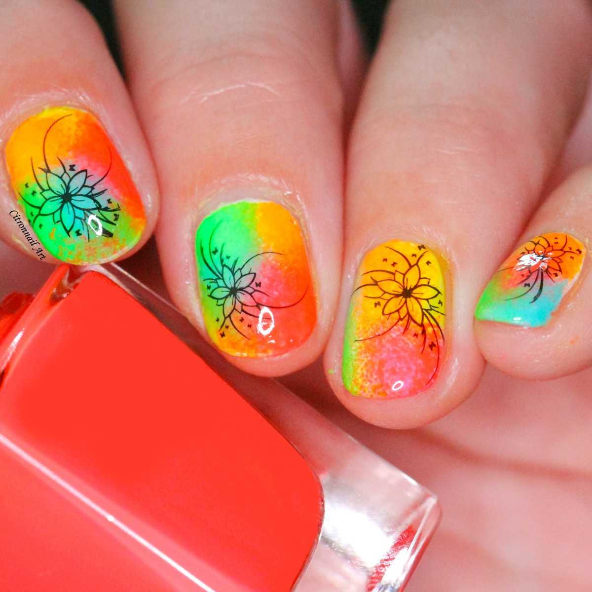 Water Decals Fleurs Stylisées - Noir