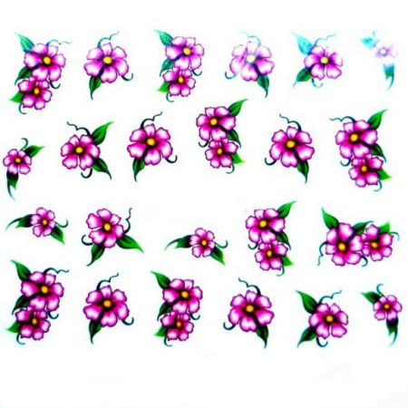 Water Decals Fleurs Roses et Feuilles Vertes