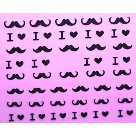 Stickers Ongles I Love Moustache