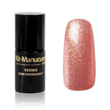 Vernis Semi-Permanent Transparent à Paillettes Vieux Rose